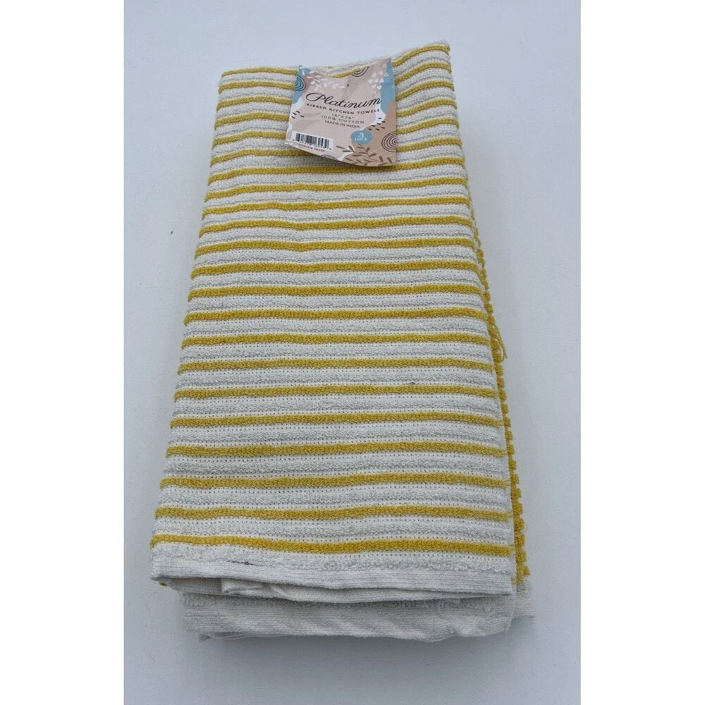 PANTRY KITCHEN TOWELS 3 pack yellow and white 16 X 26 100% COTTON